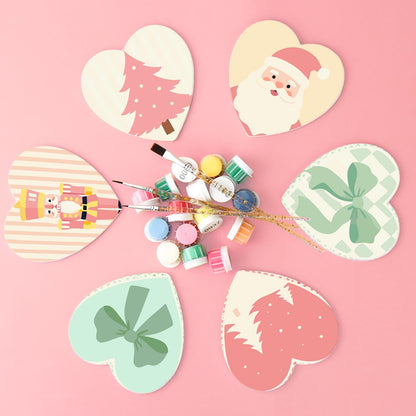 Pastel Pink Nutcracker Christmas paint by numbers coasters – image 3