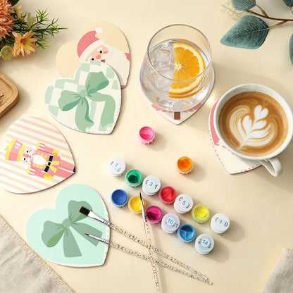 Pastel Pink Nutcracker Christmas paint by numbers coasters – image 5