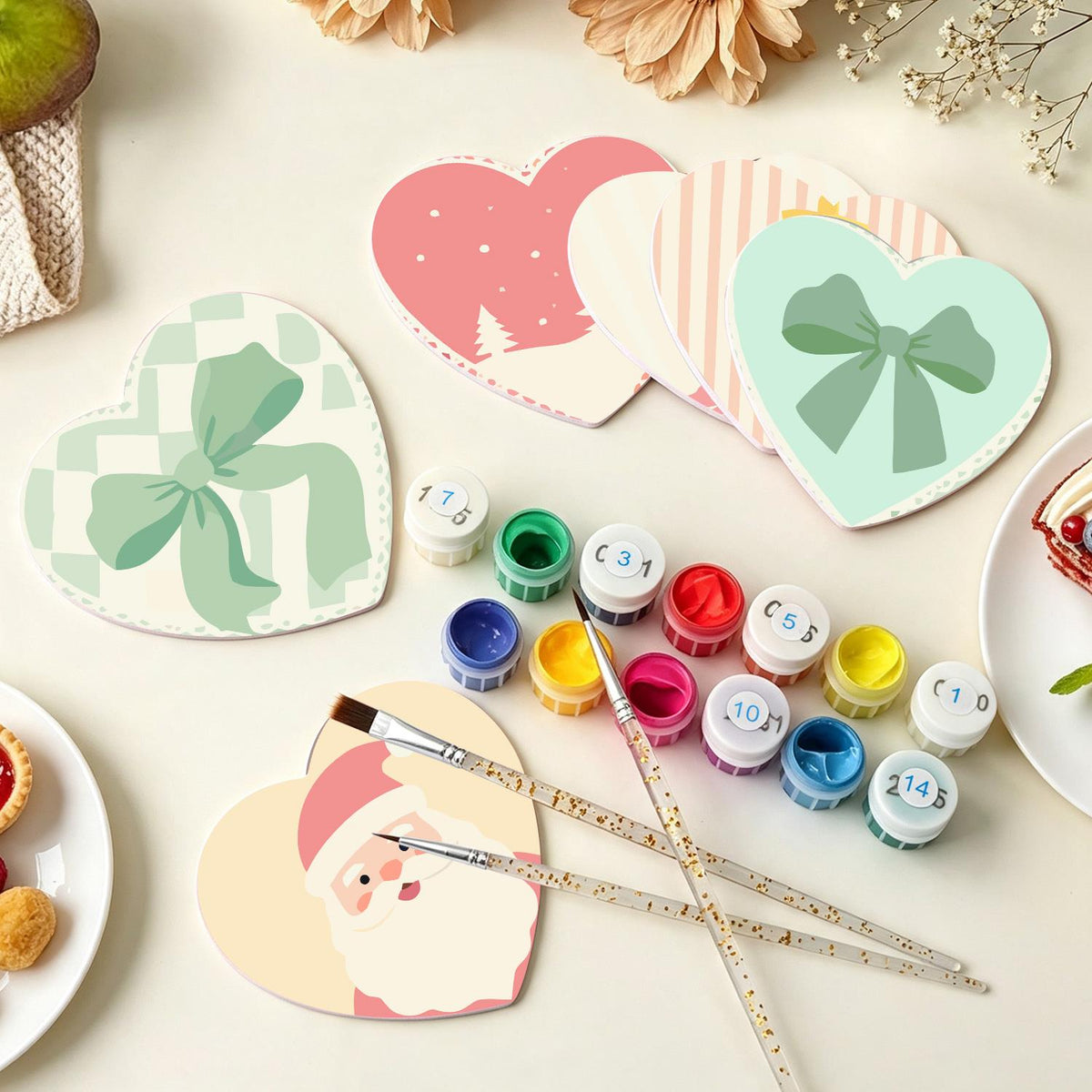 Pastel Pink Nutcracker Christmas paint by numbers coasters – image 7