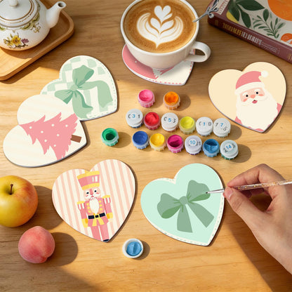 Pastel Pink Nutcracker Christmas paint by numbers coasters – image 8