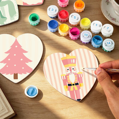 Pastel Pink Nutcracker Christmas paint by numbers coasters – image 9