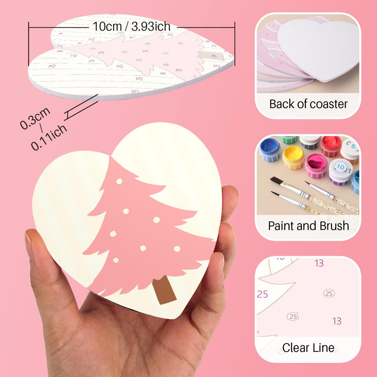 Pastel Pink Nutcracker Christmas paint by numbers coasters – image 10