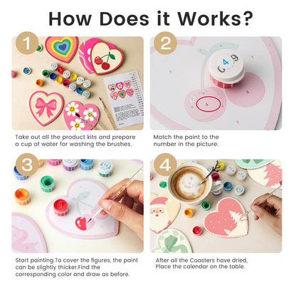 Pastel Pink Nutcracker Christmas paint by numbers coasters – image 11