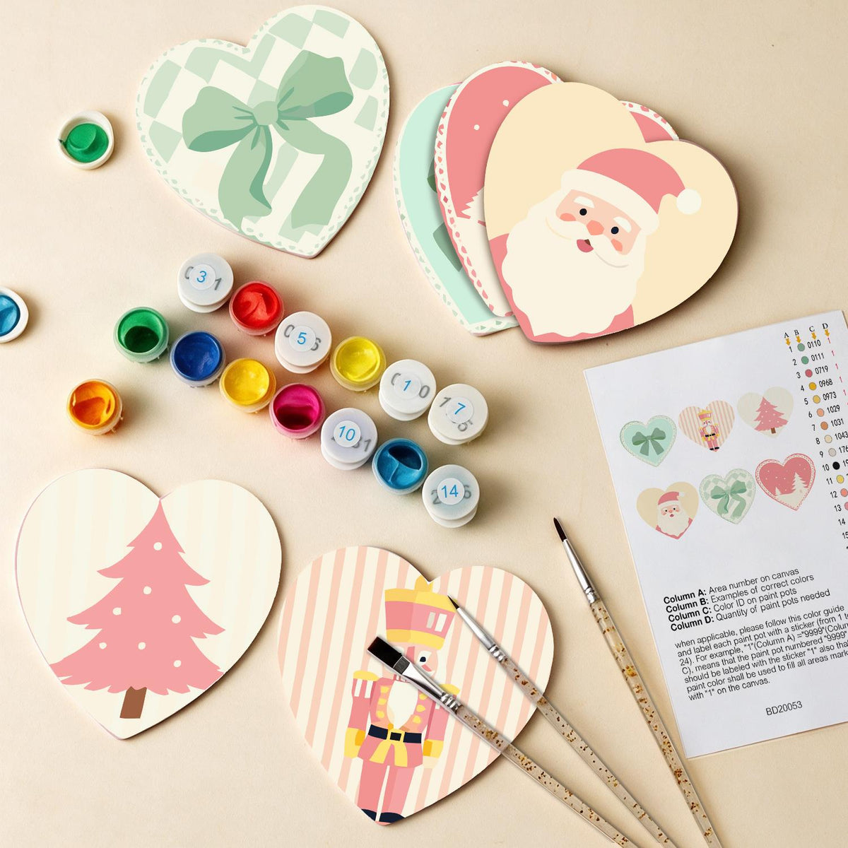 Pastel Pink Nutcracker Christmas paint by numbers coasters – image 13