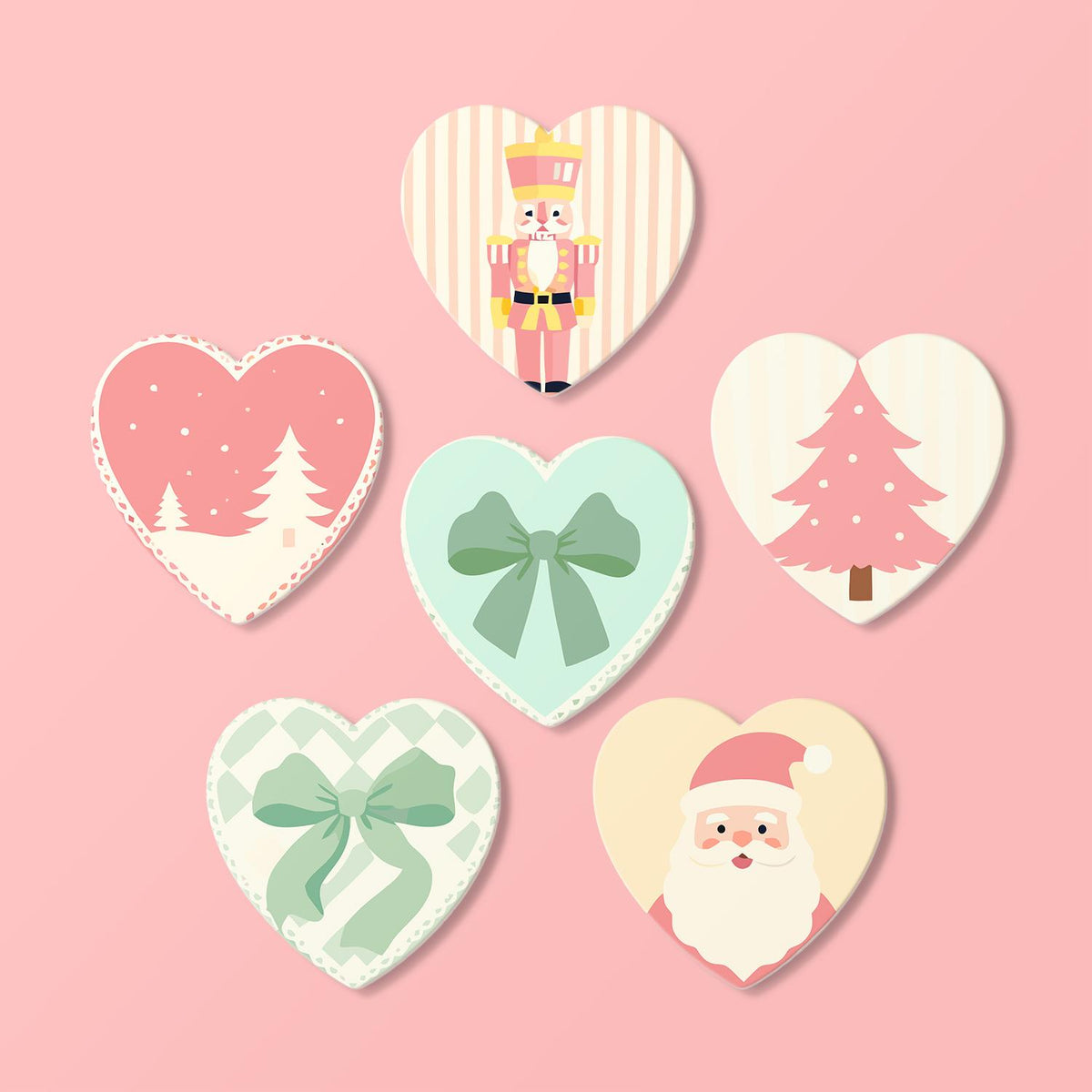 Pastel Pink Nutcracker Christmas paint by numbers coasters – image 17