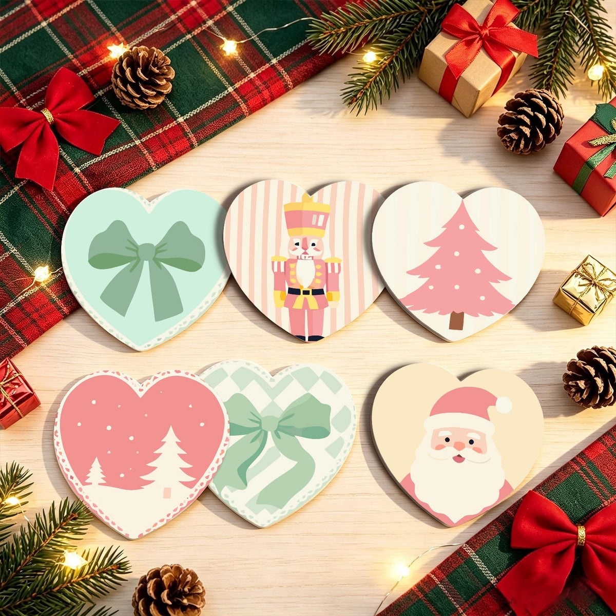 Pastel Pink Nutcracker Christmas paint by numbers coasters – image 19