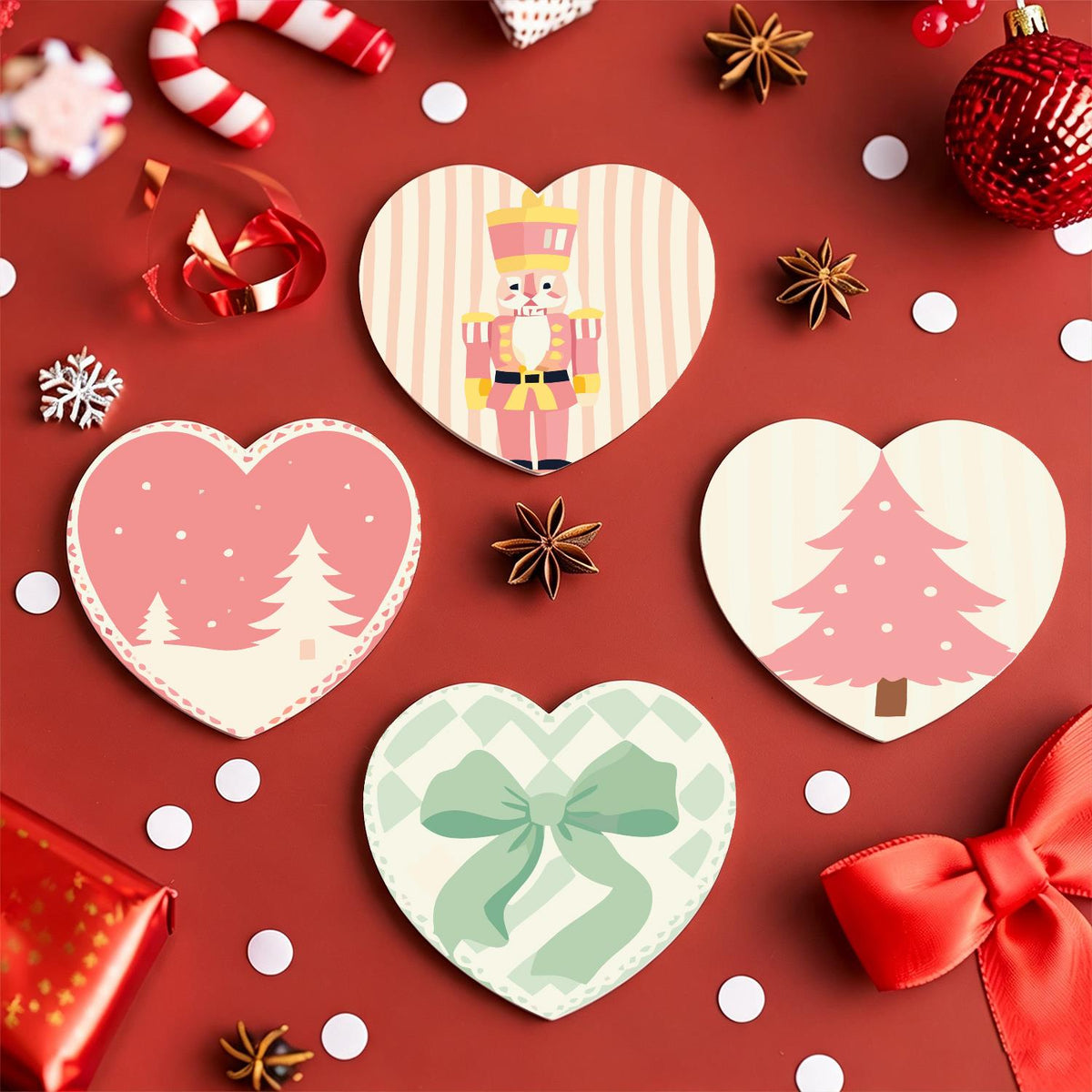 Pastel Pink Nutcracker Christmas paint by numbers coasters – image 20
