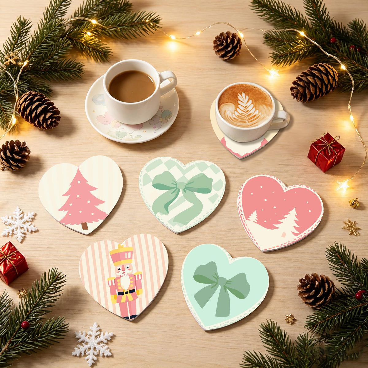 Pastel Pink Nutcracker Christmas paint by numbers coasters – image 23