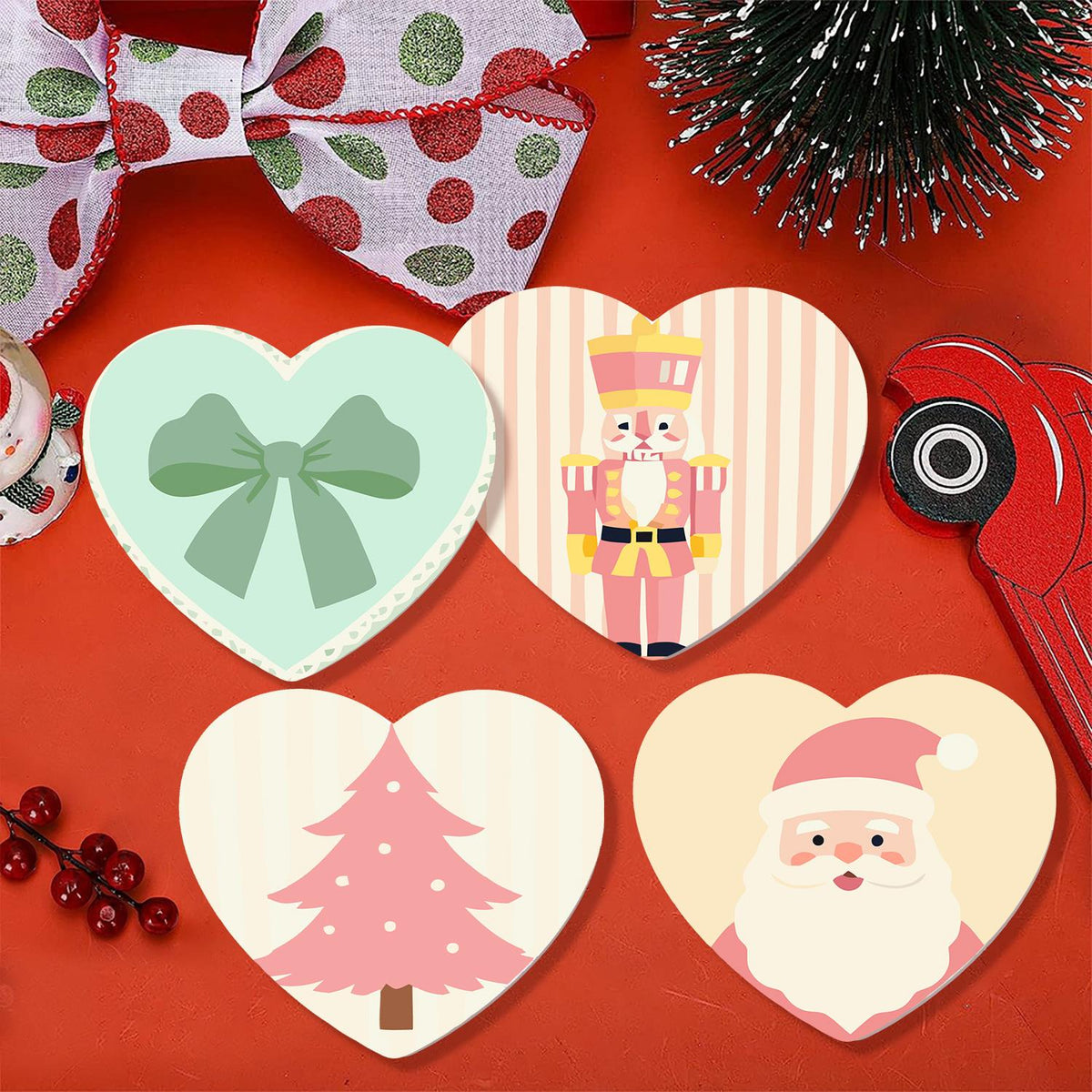 Pastel Pink Nutcracker Christmas paint by numbers coasters – image 24