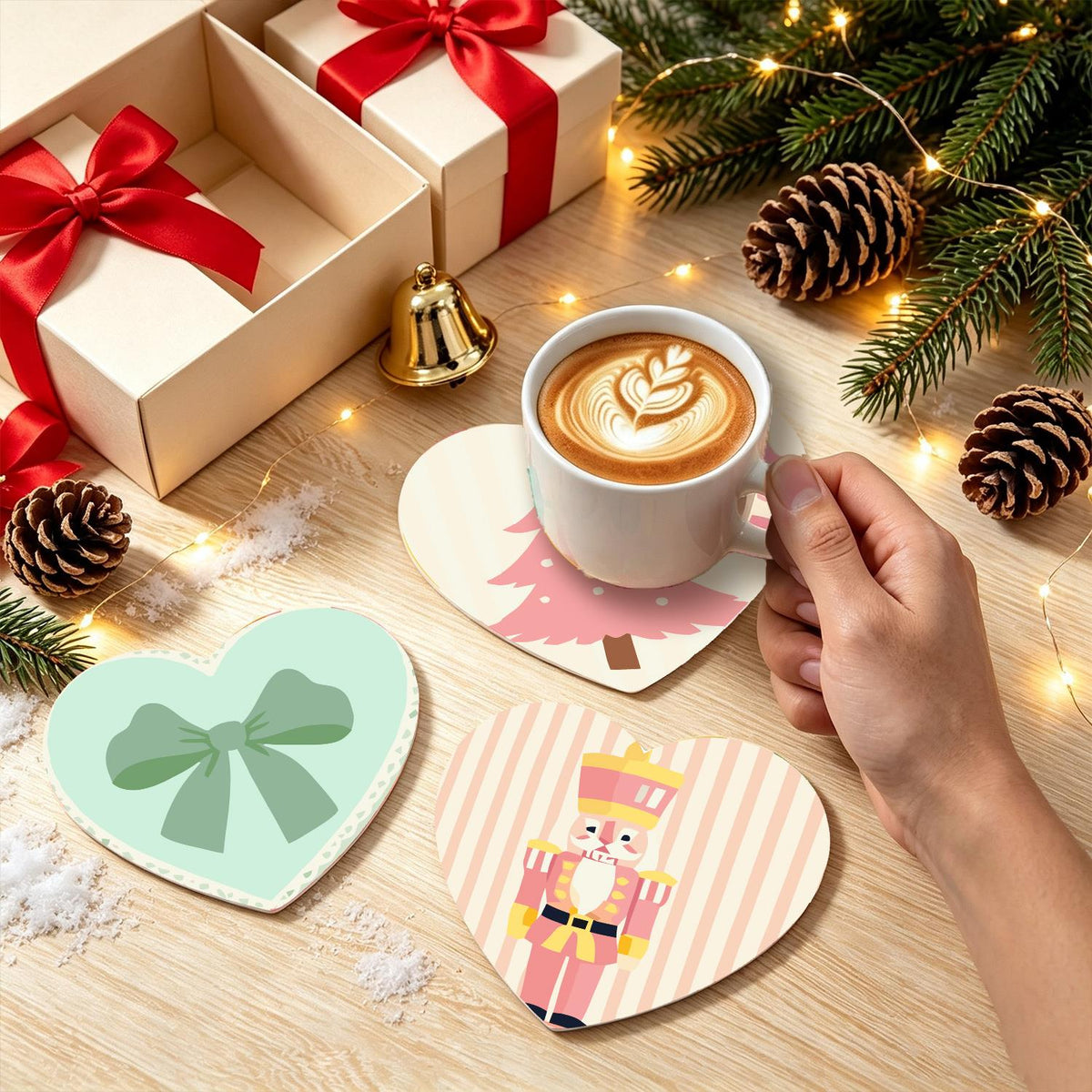Pastel Pink Nutcracker Christmas paint by numbers coasters – image 25