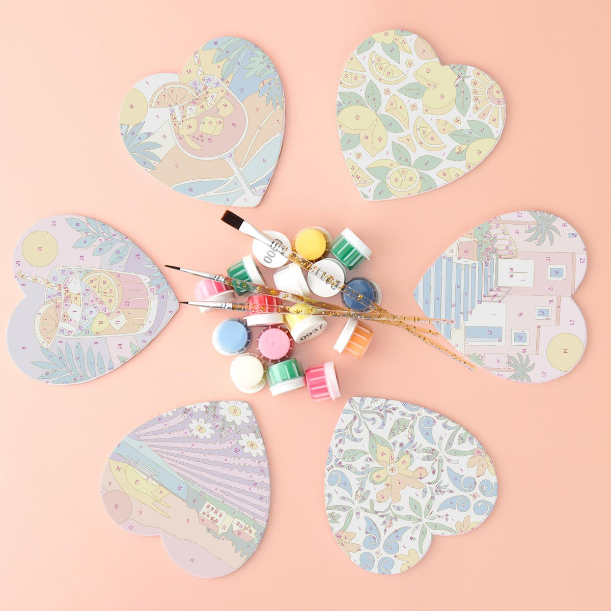 Lavender Fields and Lemonade paint by numbers coasters – image 2