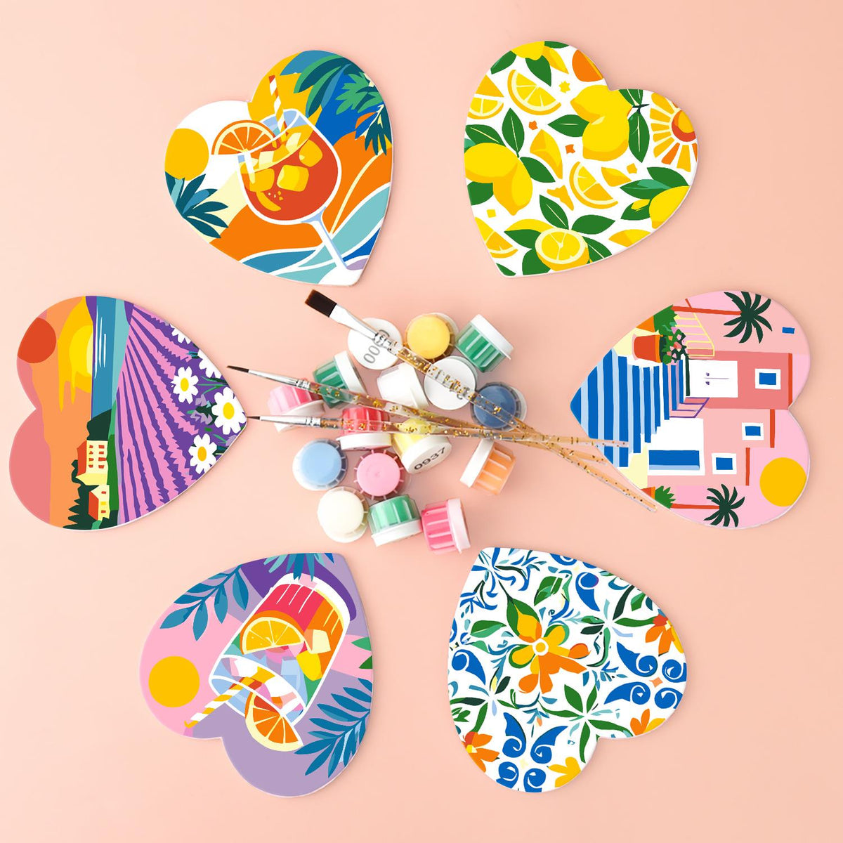 Lavender Fields and Lemonade paint by numbers coasters – image 3