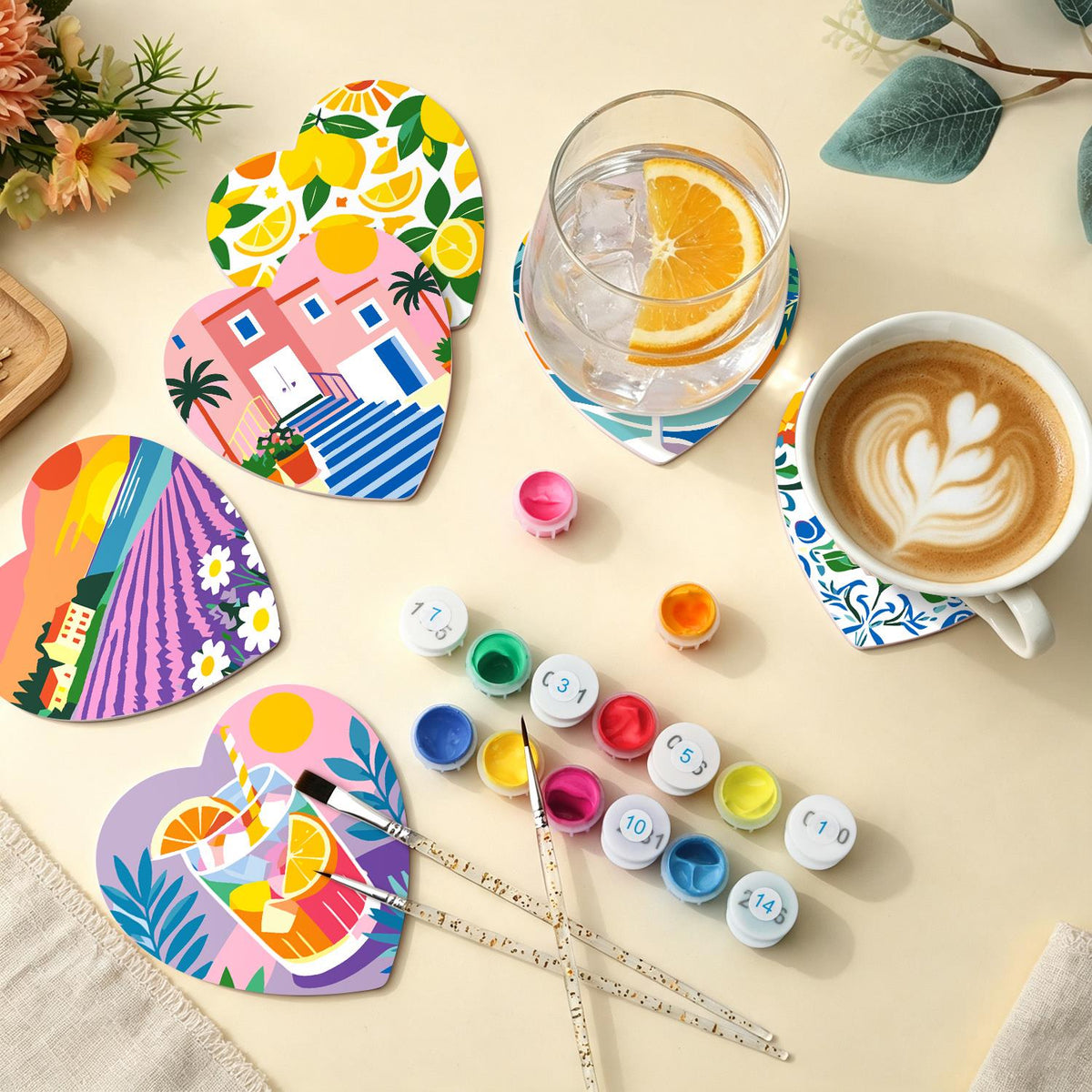 Lavender Fields and Lemonade paint by numbers coasters – image 5