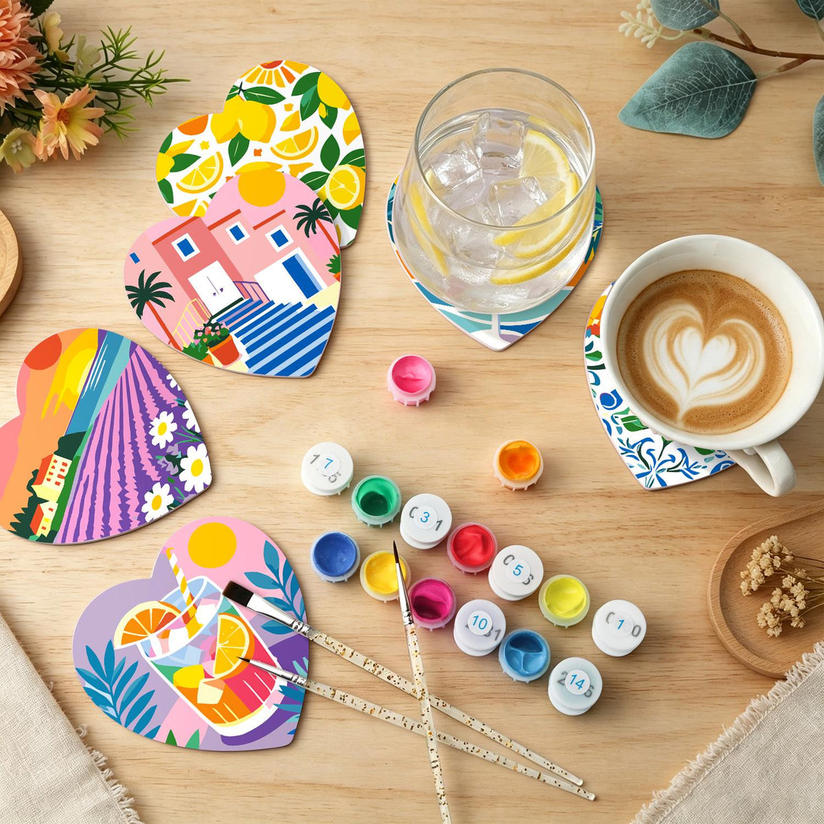 Lavender Fields and Lemonade paint by numbers coasters – image 6
