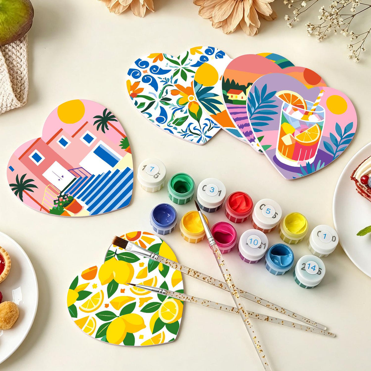Lavender Fields and Lemonade paint by numbers coasters – image 7