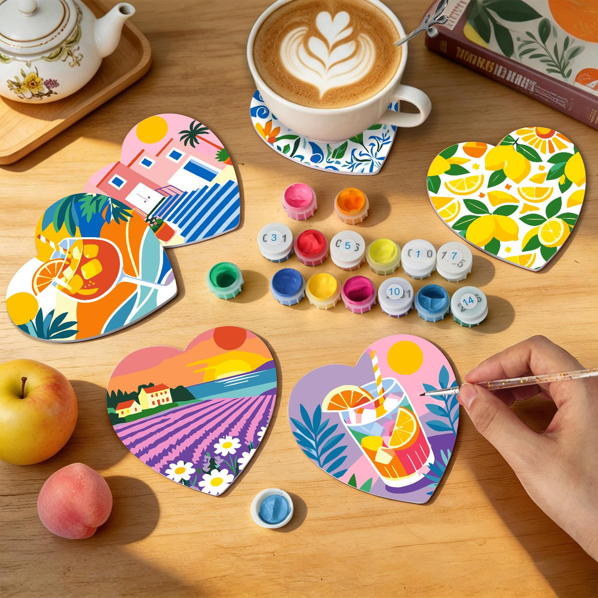 Lavender Fields and Lemonade paint by numbers coasters – image 8