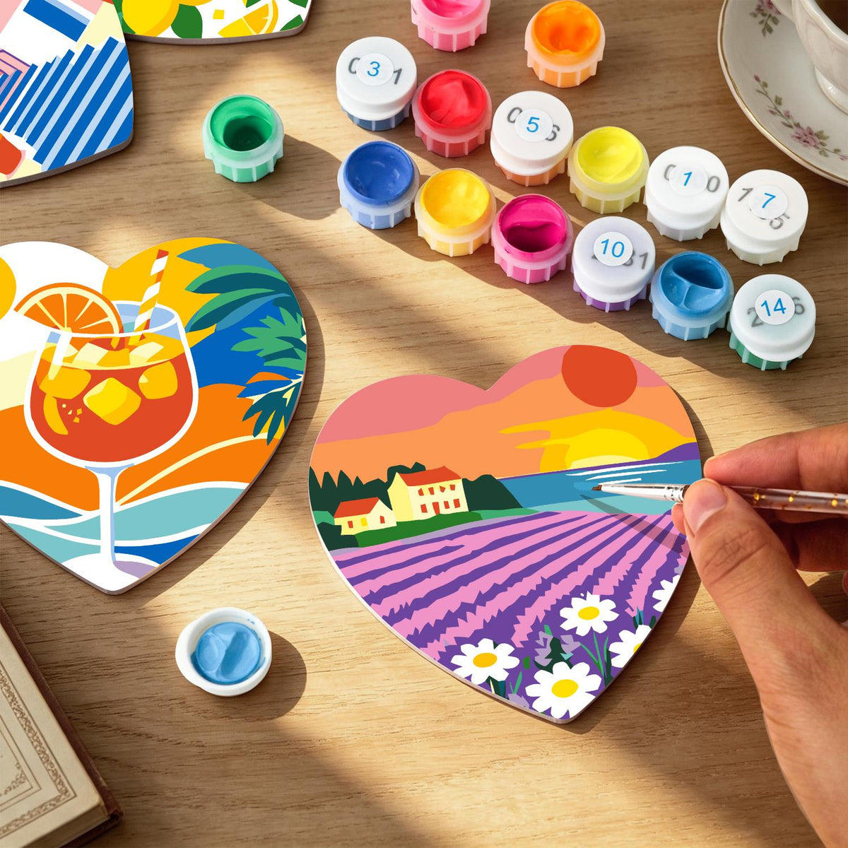 Lavender Fields and Lemonade paint by numbers coasters – image 9