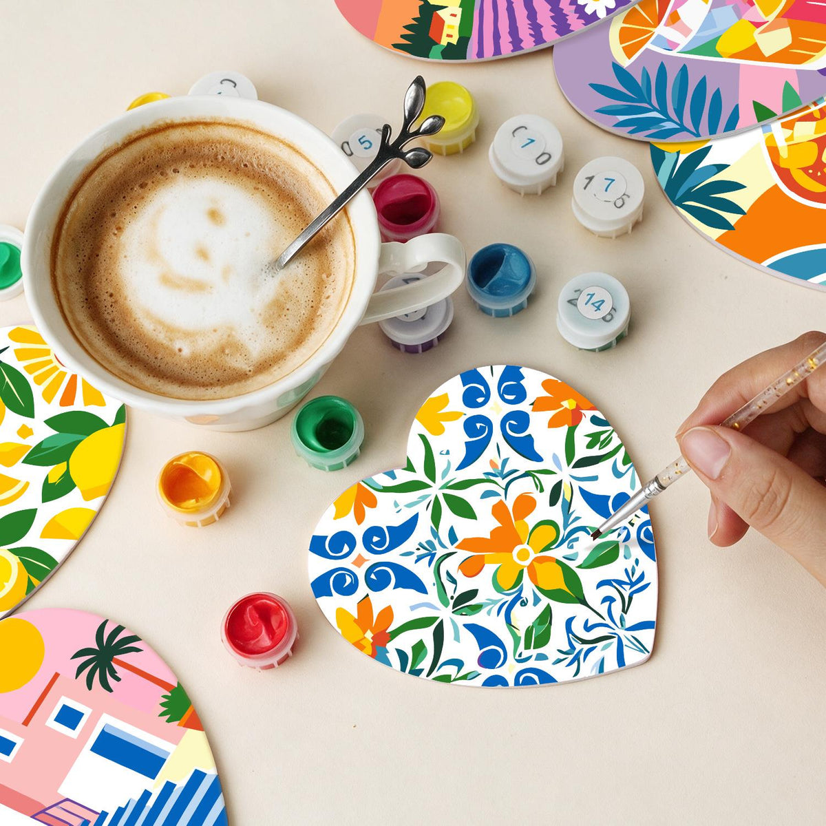 Lavender Fields and Lemonade paint by numbers coasters – image 12