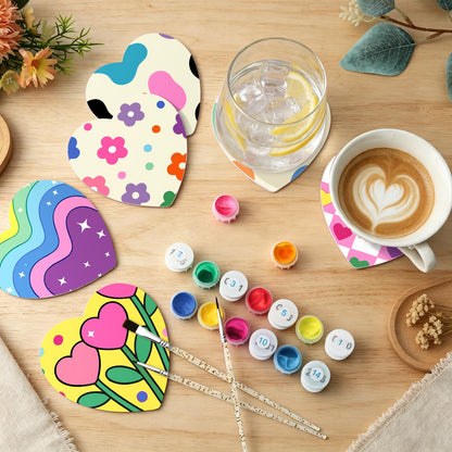 Groovy Rainbow Hearts and Daisies paint by numbers coasters – image 6