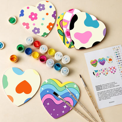 Groovy Rainbow Hearts and Daisies paint by numbers coasters – image 13