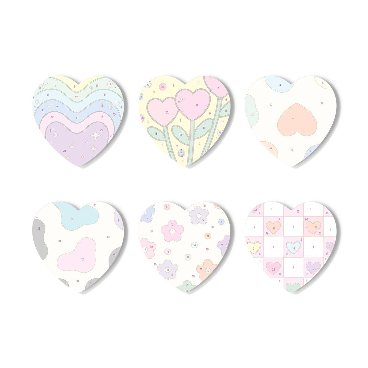 Groovy Rainbow Hearts and Daisies paint by numbers coasters – image 16