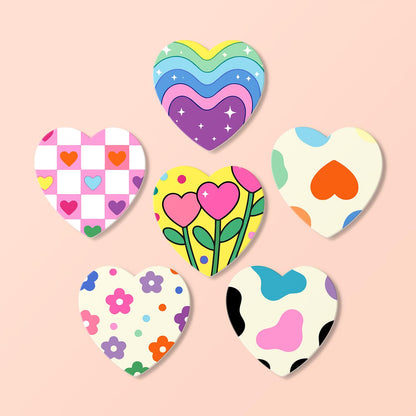 Groovy Rainbow Hearts and Daisies paint by numbers coasters – image 17