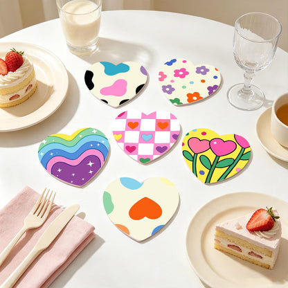 Groovy Rainbow Hearts and Daisies paint by numbers coasters – image 18