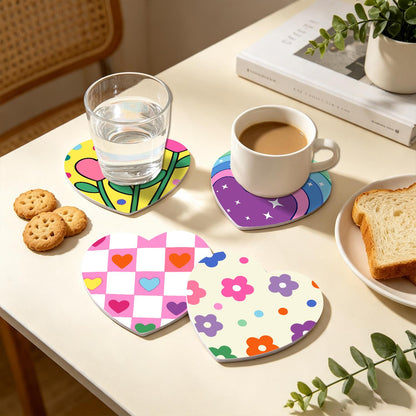 Groovy Rainbow Hearts and Daisies paint by numbers coasters – image 24