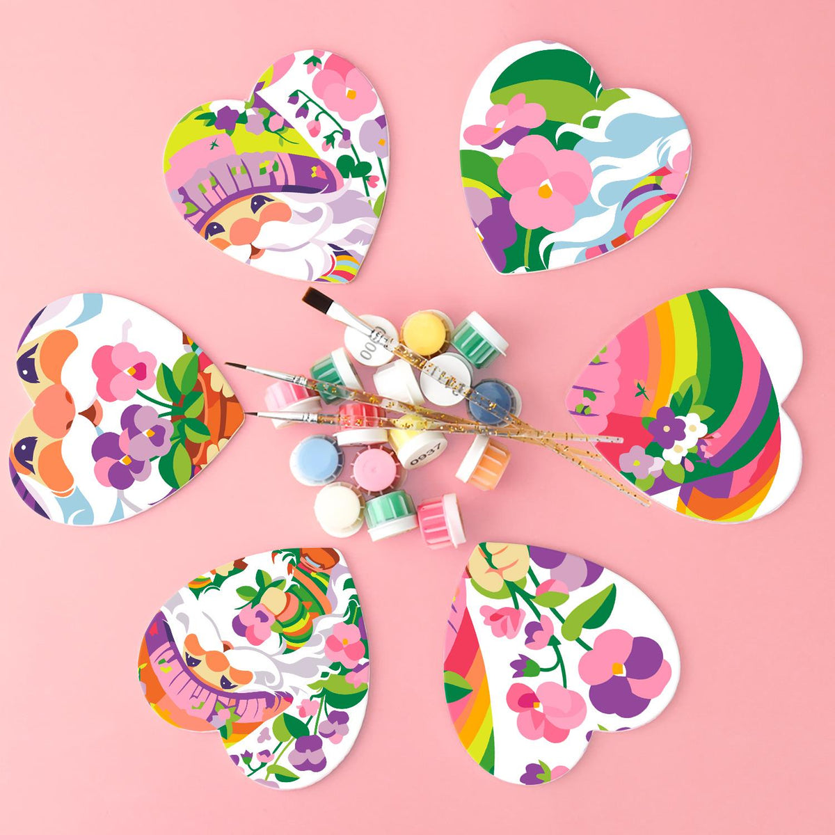 Rainbow Garden Gnomes paint by numbers coasters – image 3