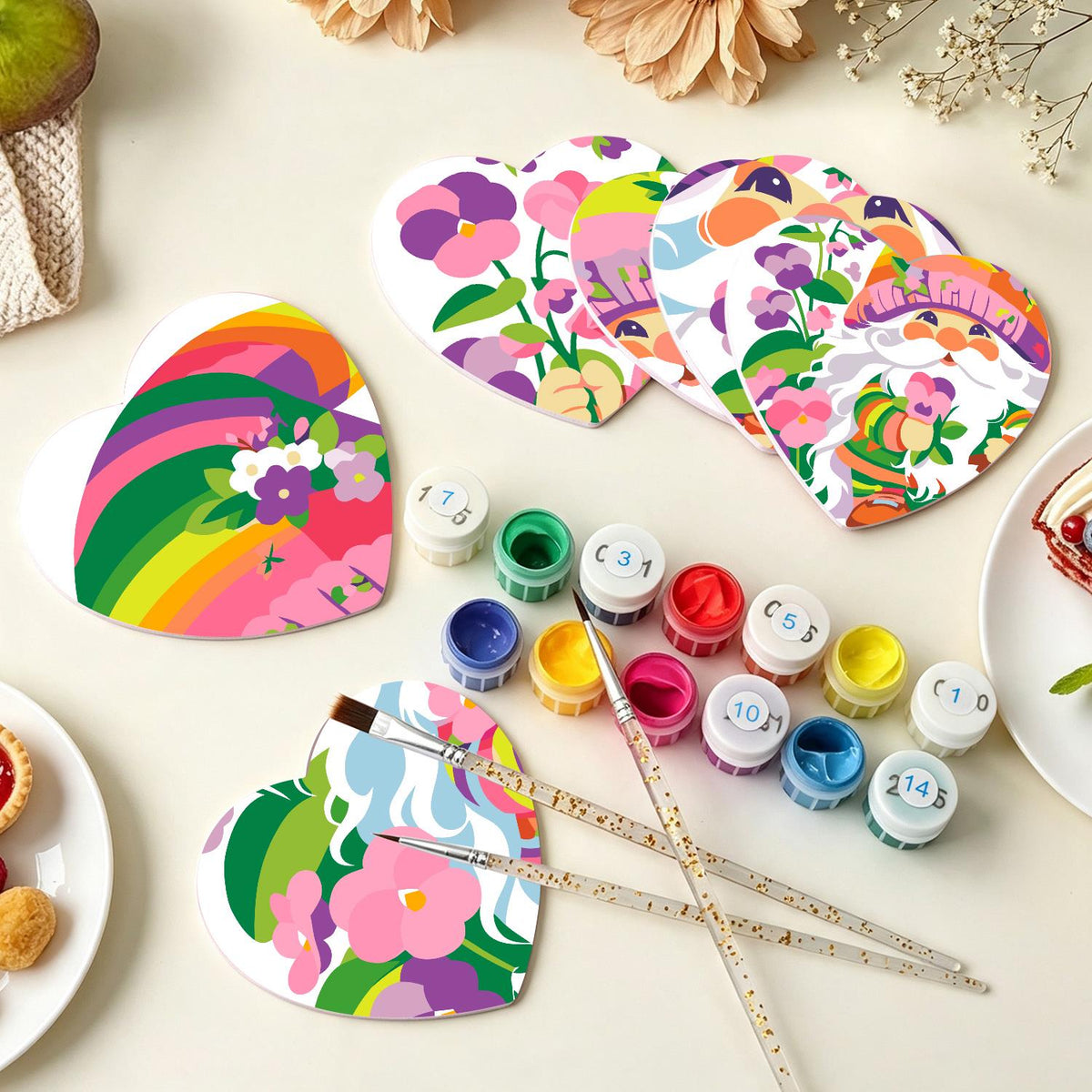 Rainbow Garden Gnomes paint by numbers coasters – image 7