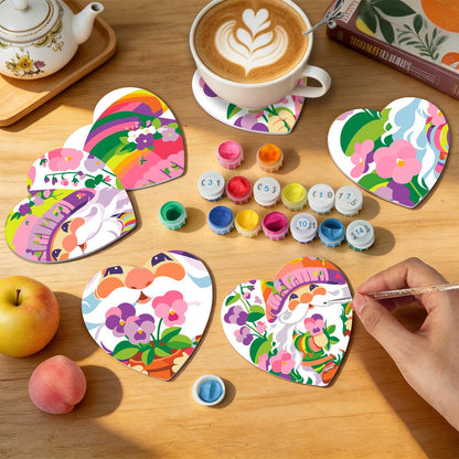 Rainbow Garden Gnomes paint by numbers coasters – image 8