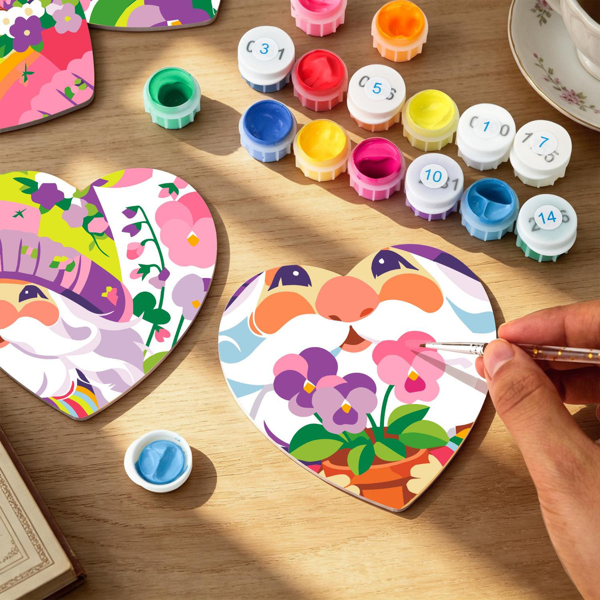Rainbow Garden Gnomes paint by numbers coasters – image 9