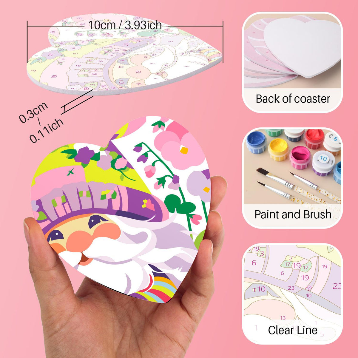 Rainbow Garden Gnomes paint by numbers coasters – image 10