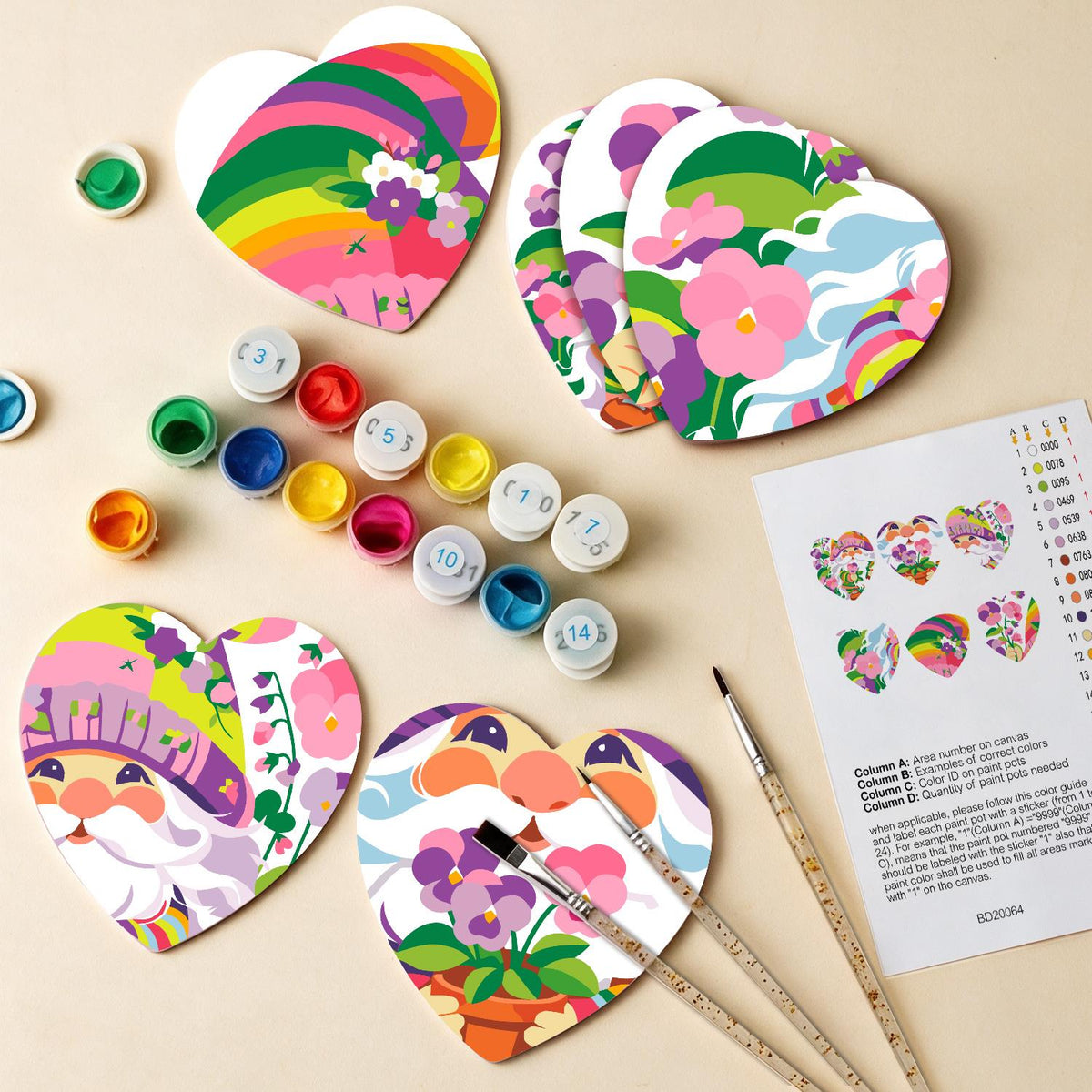 Rainbow Garden Gnomes paint by numbers coasters – image 13