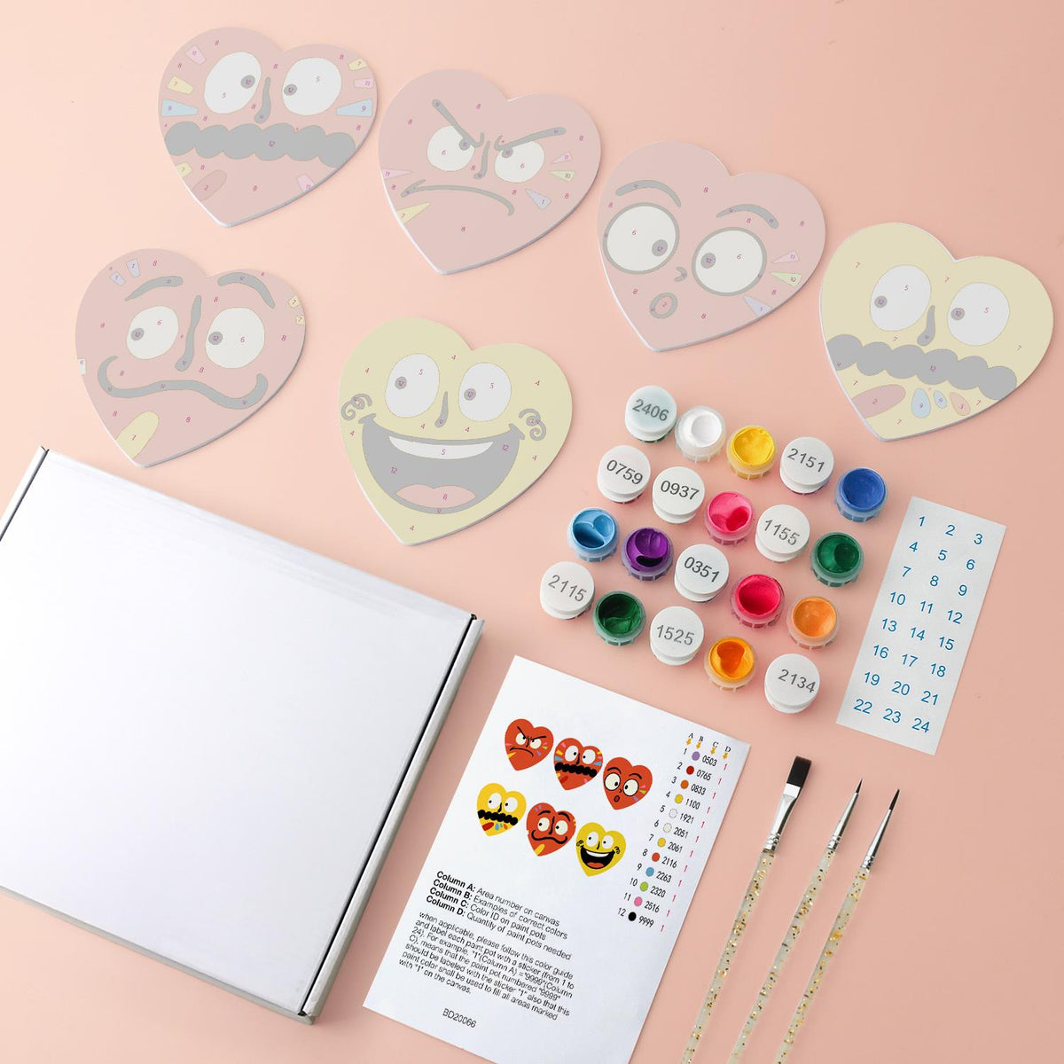 Grumpy and Giggly Faces paint by numbers coasters – image 4