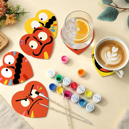 Grumpy and Giggly Faces paint by numbers coasters – image 5