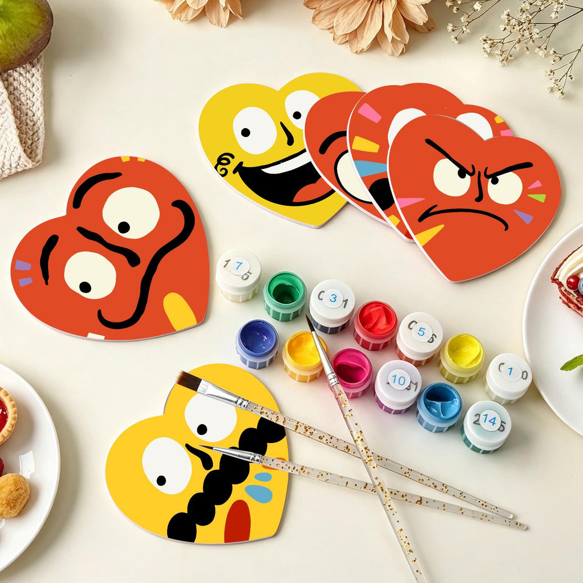 Grumpy and Giggly Faces paint by numbers coasters – image 7