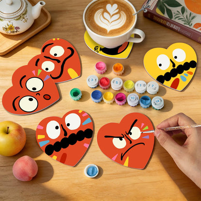 Grumpy and Giggly Faces paint by numbers coasters – image 8