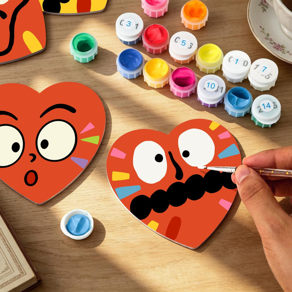 Grumpy and Giggly Faces paint by numbers coasters – image 9