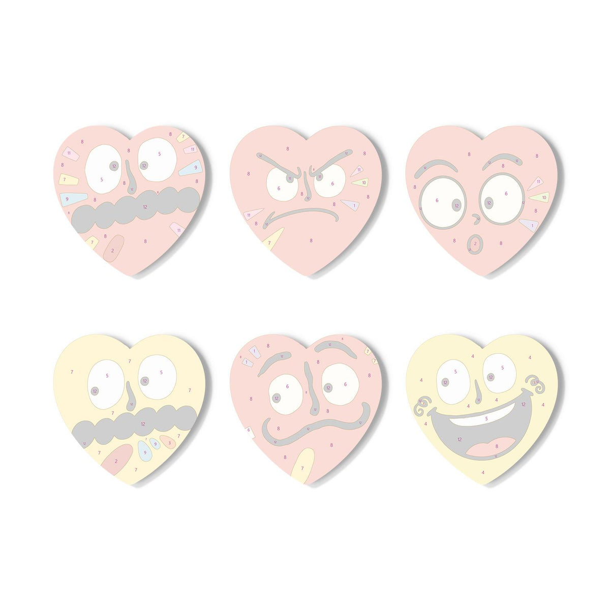 Grumpy and Giggly Faces paint by numbers coasters – image 16