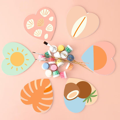 Boho Beach Sun and Coconuts paint by numbers coasters – image 3