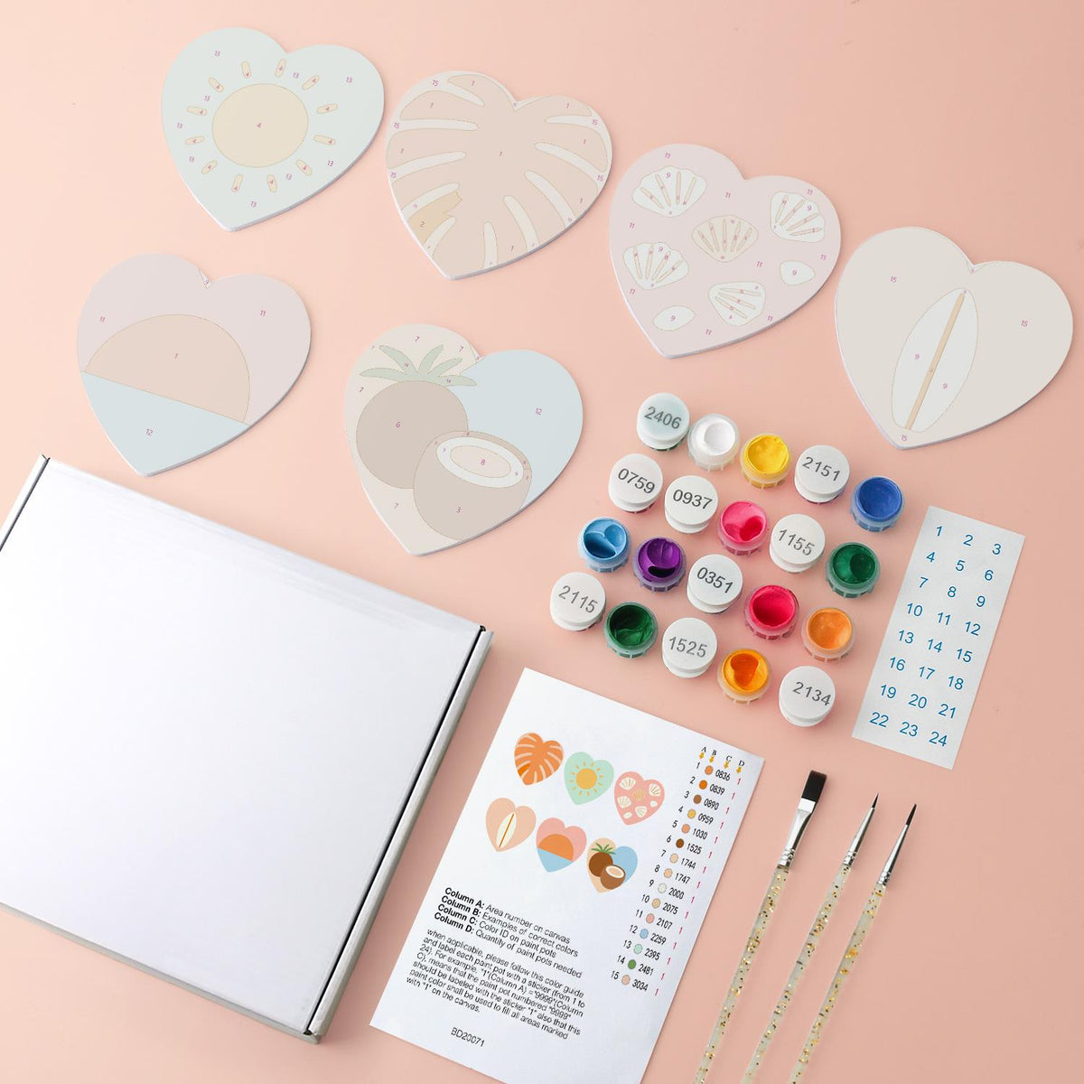 Boho Beach Sun and Coconuts paint by numbers coasters – image 4