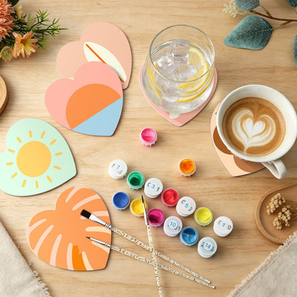Boho Beach Sun and Coconuts paint by numbers coasters – image 6