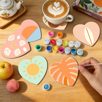 Boho Beach Sun and Coconuts paint by numbers coasters – image 8