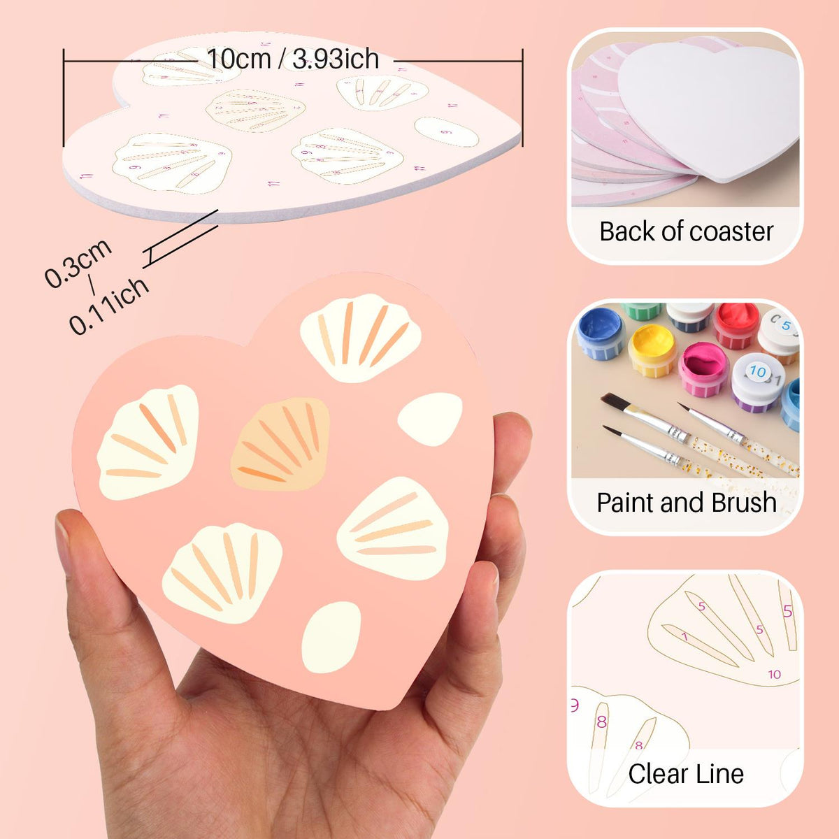 Boho Beach Sun and Coconuts paint by numbers coasters – image 10