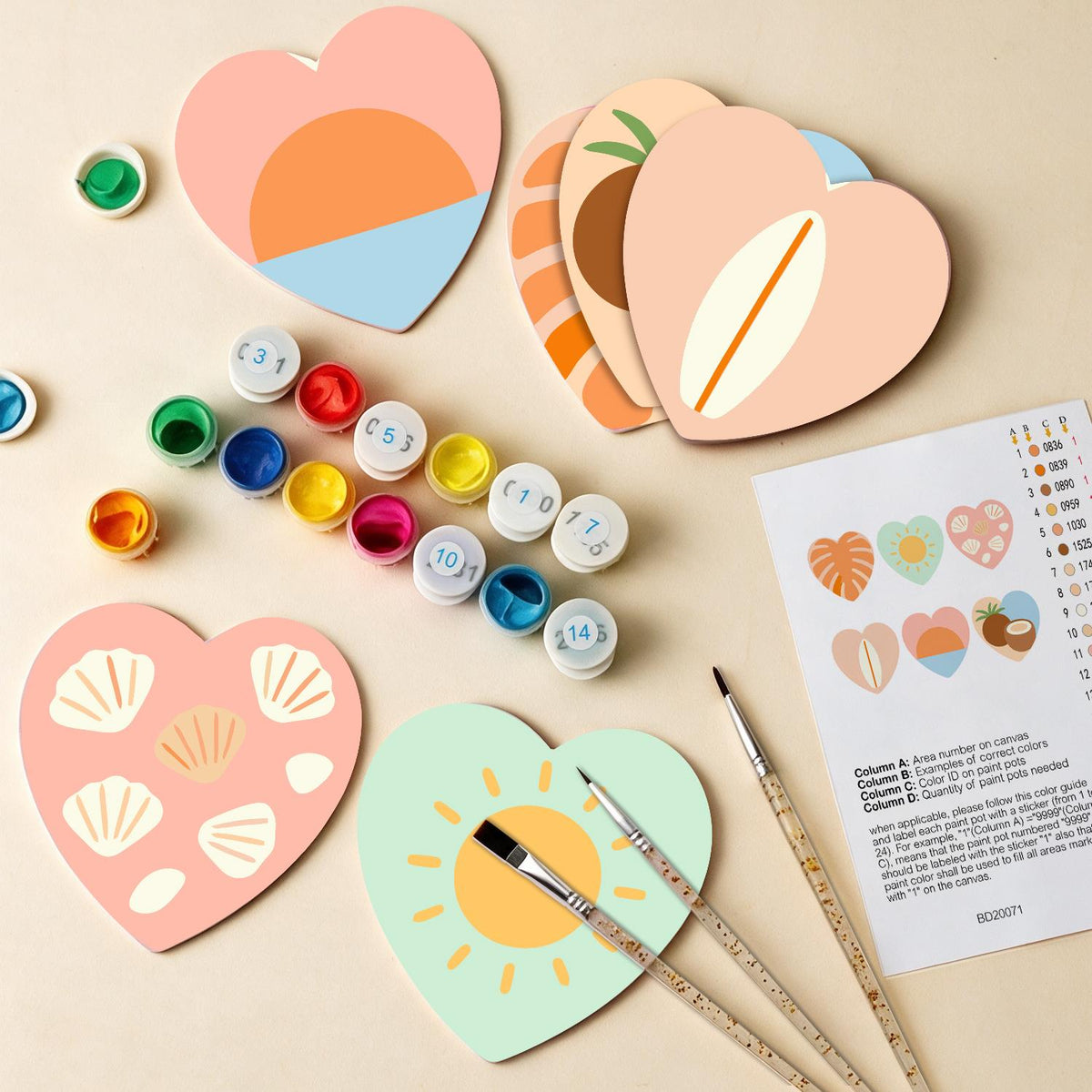 Boho Beach Sun and Coconuts paint by numbers coasters – image 13