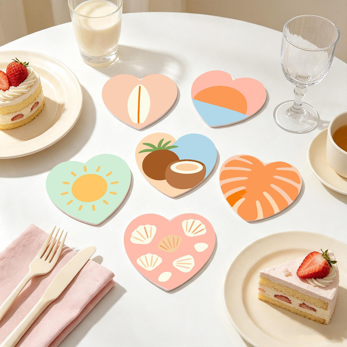 Boho Beach Sun and Coconuts paint by numbers coasters – image 18
