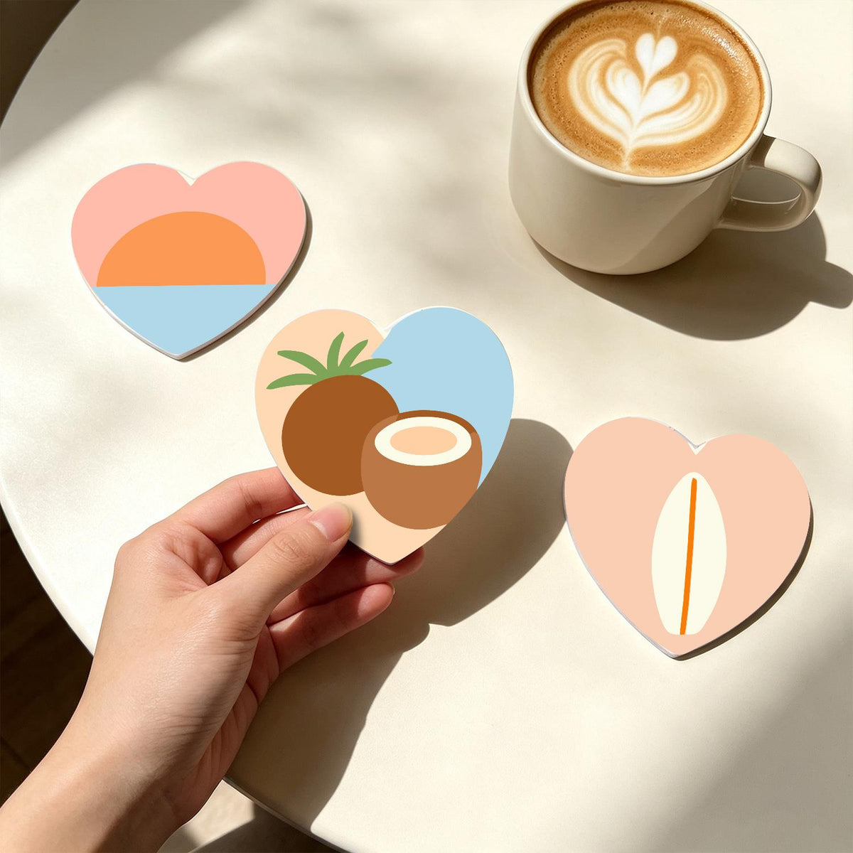 Boho Beach Sun and Coconuts paint by numbers coasters – image 19