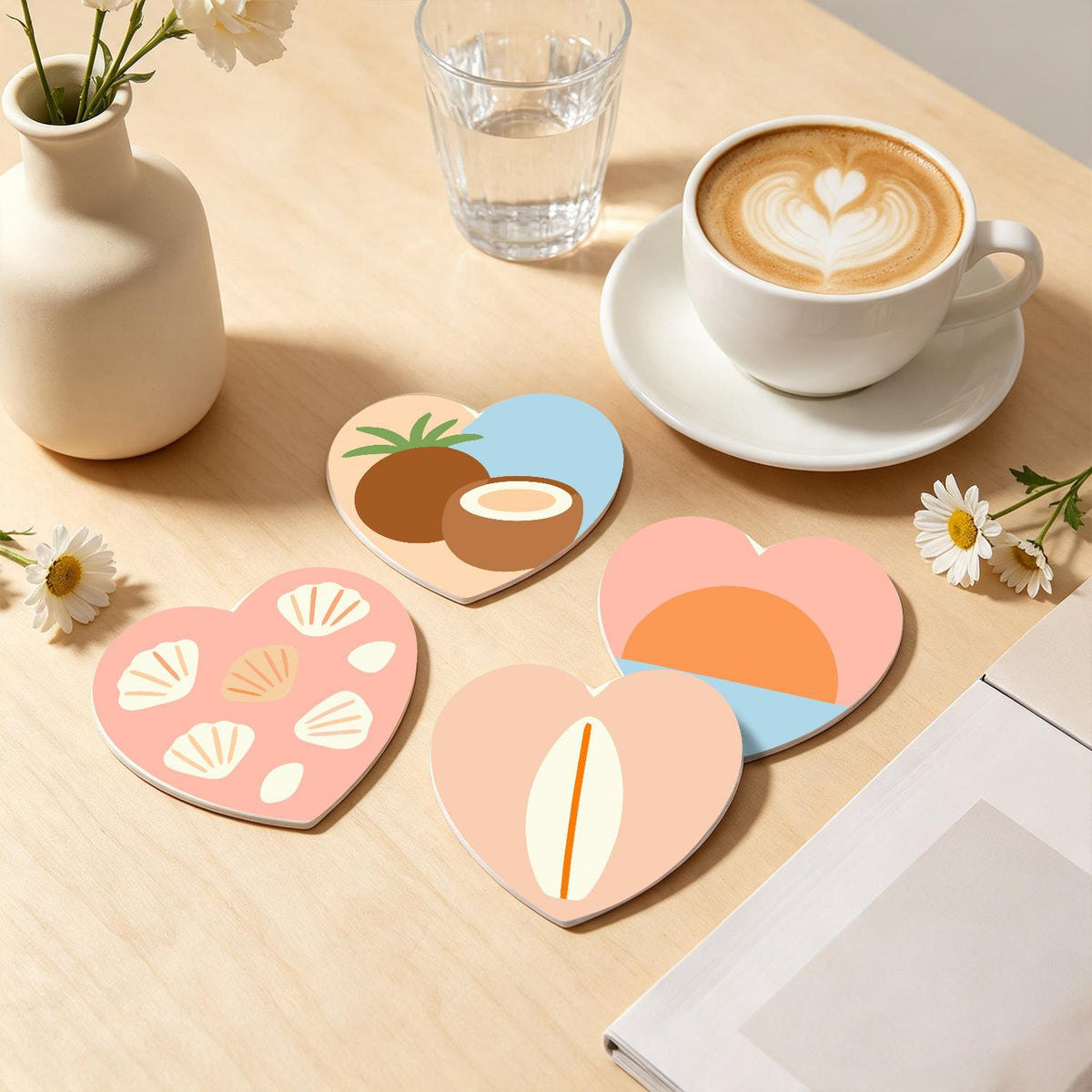 Boho Beach Sun and Coconuts paint by numbers coasters – image 21