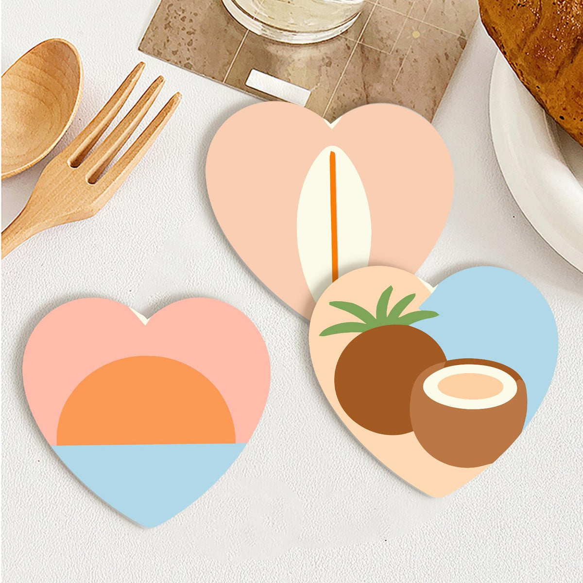 Boho Beach Sun and Coconuts paint by numbers coasters – image 25